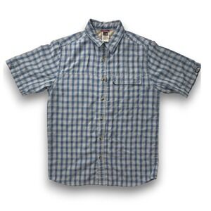 The North Face Mens Blue Gingham Plaid Short Sleeve Button Down Shirt Small AH6S